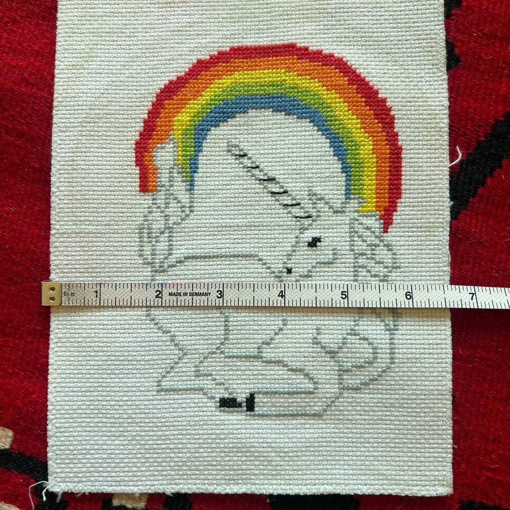 Vintage Cross Stitch Unicorn and Rainbow